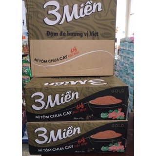 Thùng 30 gói x 75g Mì Tôm 3 Miền (Bò Hầm Rau Thơm- Vị Cay)