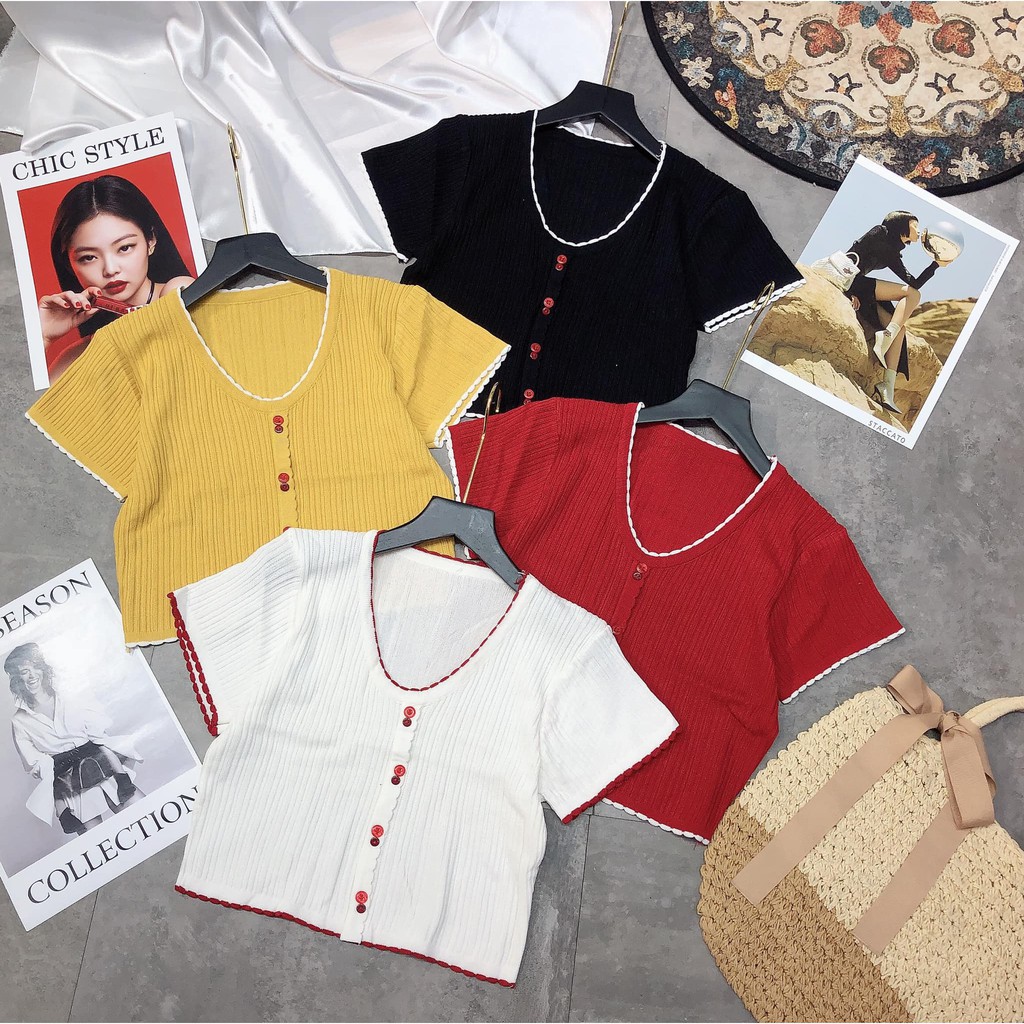 Áo len mỏng cúc đôi VIỀn trắng(kèm ảnh thật,video) | BigBuy360 - bigbuy360.vn