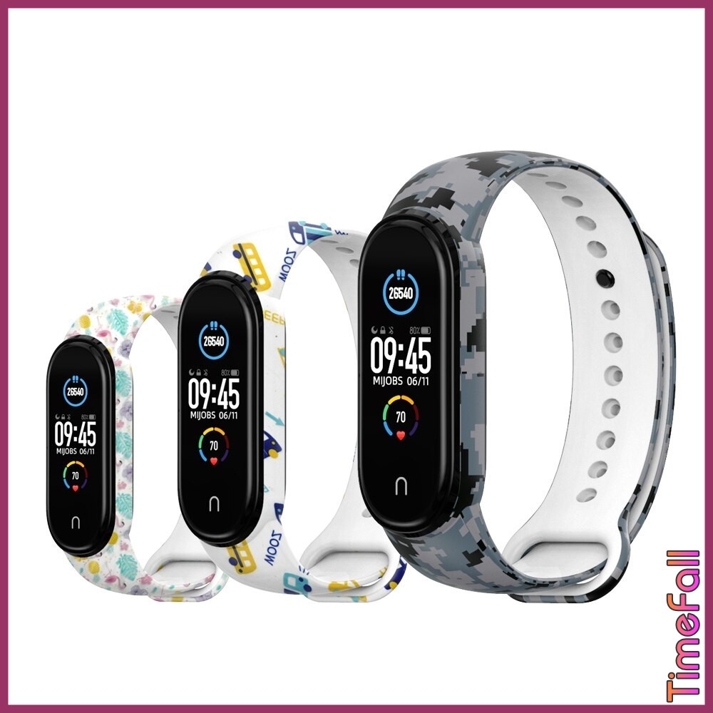 Dây đeo cao su họa tiết mi band 6, MIBAND 5 Mijobs, dây đeo thay thế mi band 5, miband 6 họa tiết chính hãng Mijobs