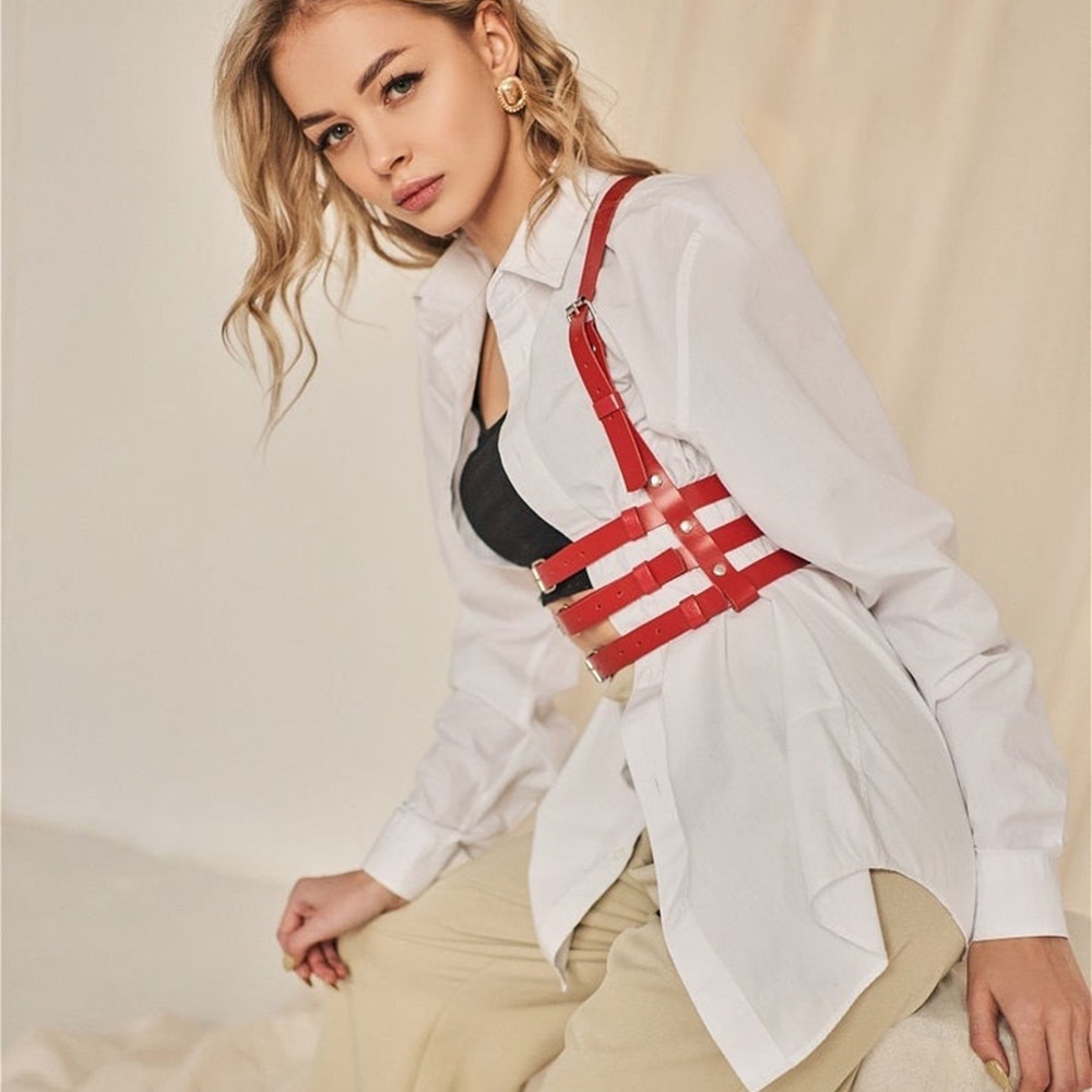 Thắt Lưng Da Màu Đen Phong Cách Harajuku Gothic Có Thể Điều Chỉnh Cho Nữ 2021