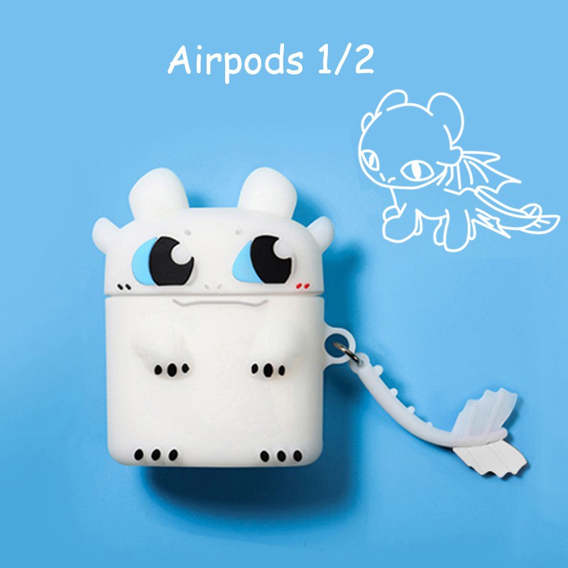 Vỏ Ốp Case Bảo Vệ Bao Đựng Tai Nghe Không Dây Bluetooth Airpod 1/2/Pro/i12/i9/i7/tws -Hình Răng Sún Rồng Đen - Trắng