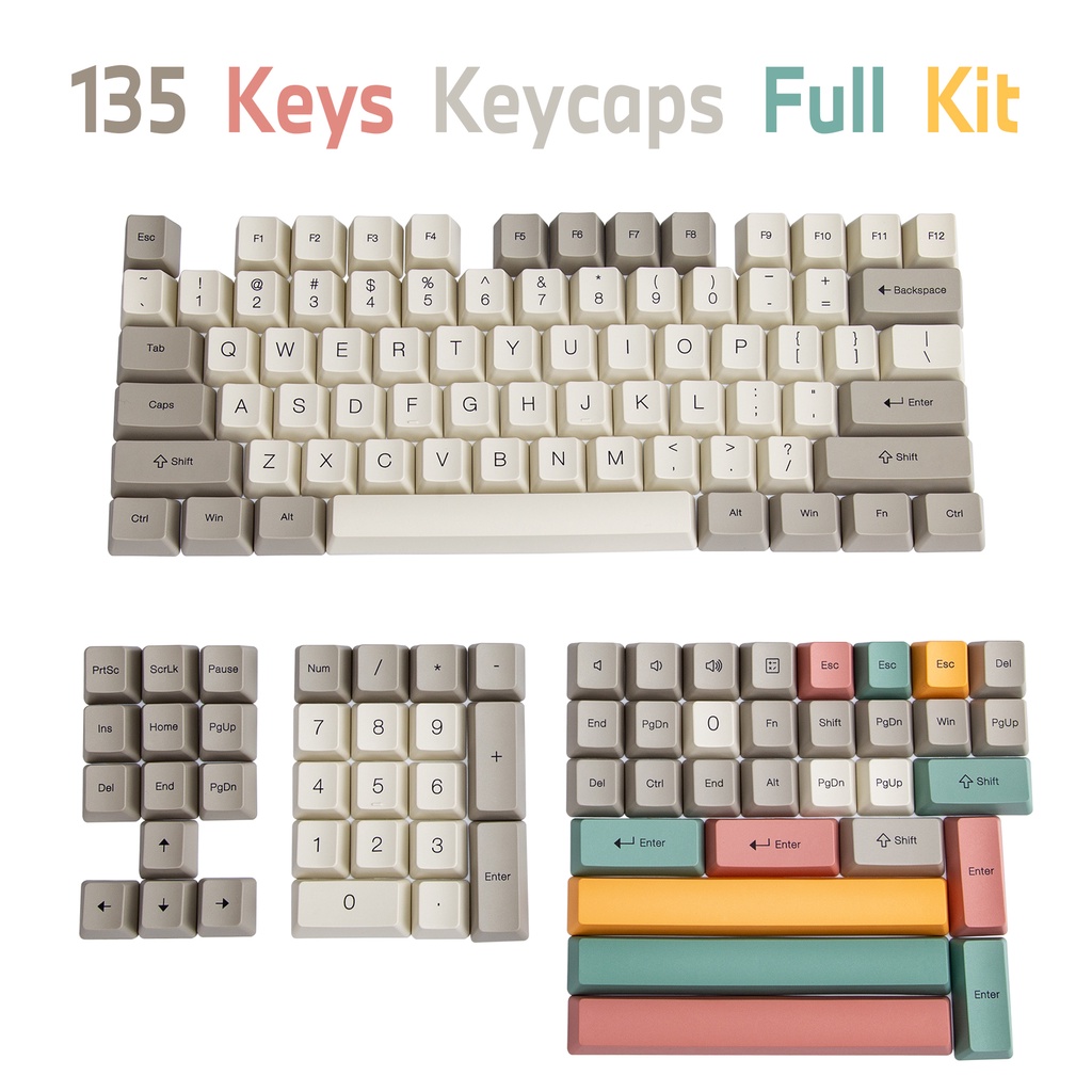 PBT Keycaps 133 Phím Cấu hình OEM Bộ keycap phủ mờ dày dành cho Bàn phím cơ Cherry MX Gateron Kailh Switch