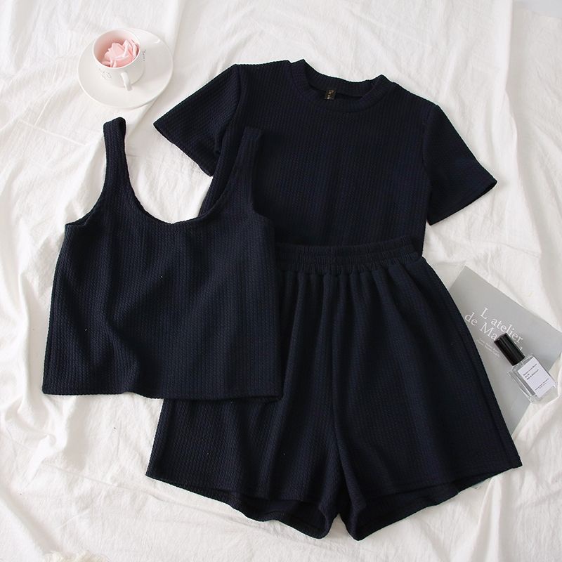 Set áo croptop hai dây và quần short mặc nhà / tập gym order