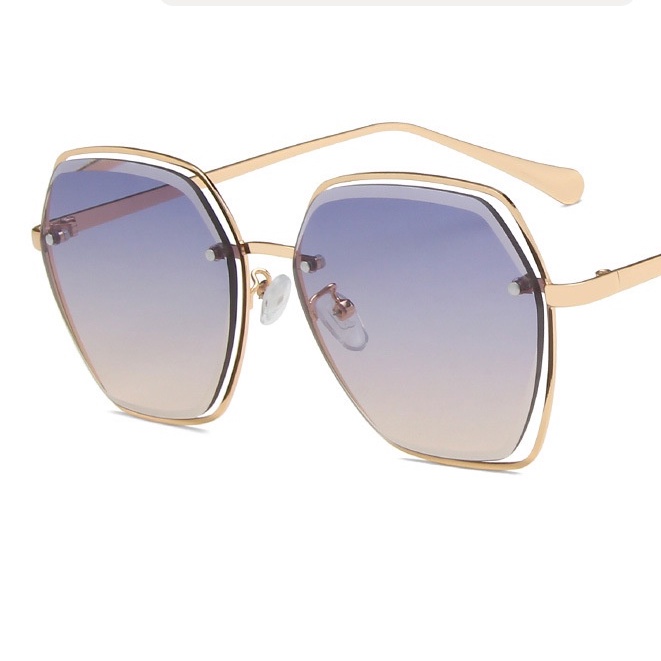 Kính Mát Gọng Vuông Kim Loại Chống Tia UV400 Phong Cách Retro Thời Trang