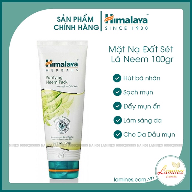 [Quà Tặng] Mặt Nạ Đất Sét Lá Neem Himalaya Loại Bỏ Mụn Bã Nhờn và Mờ Thâm | Himalaya Neem Face Pack 100ml - Tặng Cọ Quét