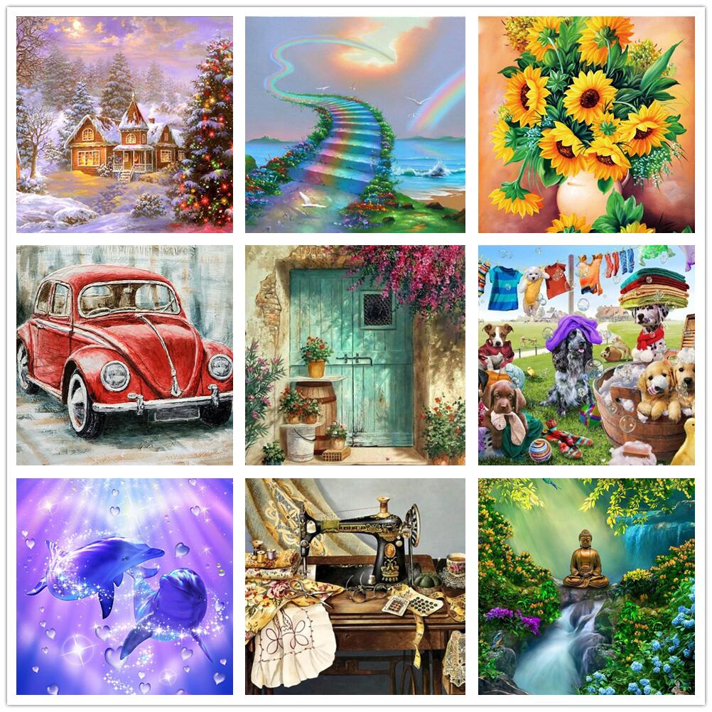 Bộ Tranh Đính Đá Tự Làm 5D DIY Hình Tròn / Vuông Cho Người Lớn