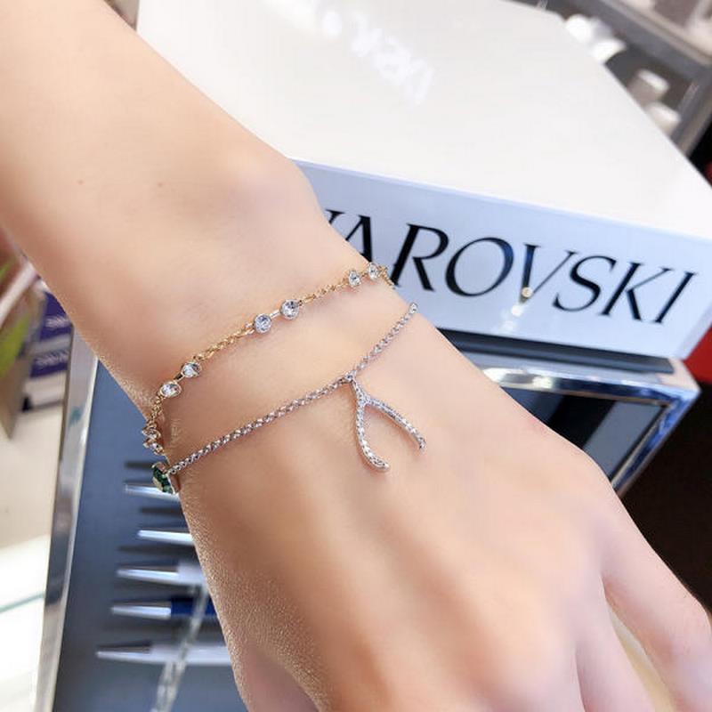 Lắc tay Swarovski Remix Collection Wishbone Strand Green Size M Vòng Tay Swarovski 5528718