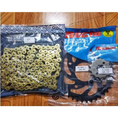 Nhông đĩa Recto 14/39 + sên vàng cho Raider FI - Satria FI