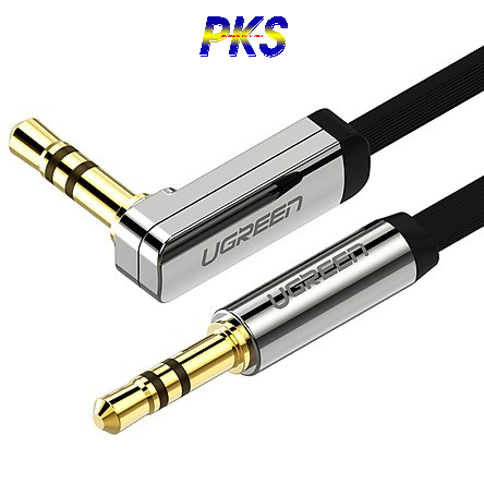 Dây Audio 3.5mm dẹt, mạ vàng 1 đầu vuông 90 dài 1m, 1.5m, 2m, 3m, 5m UGREEN AV119 - Hãng phân phối chính thức