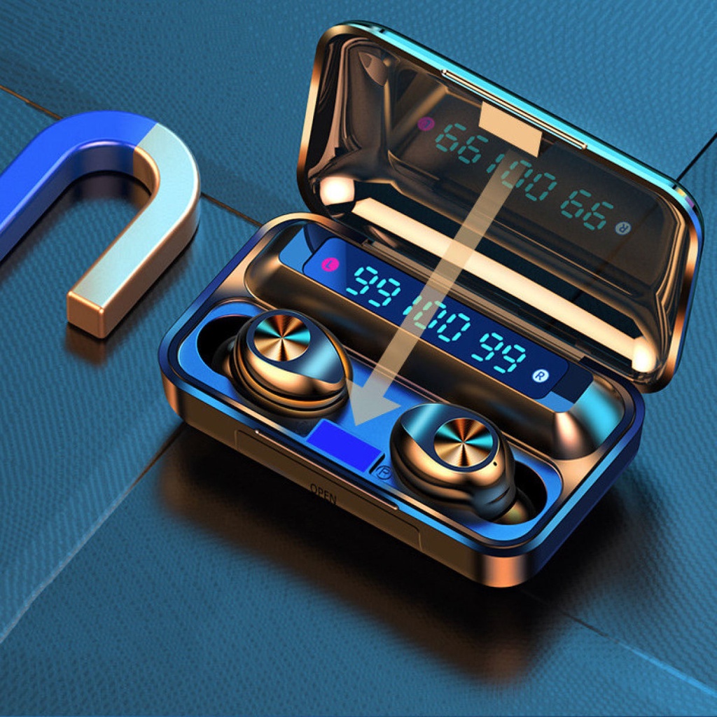 Tai nghe không dây Bluetooth TWS AMoi F9 Pro - Chống nước IP67 - Pin 2000maH - Dùng 600 tiếng