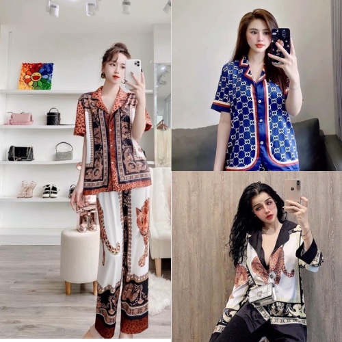 [Mã 44FASHIONSALE1 giảm 10K đơn 50K] Bộ Pijama Quần Dài - Áo cộc ; Chất Vải Lụa Latin mềm min, mát