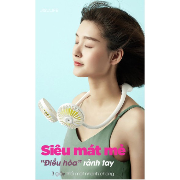 [Hàng Chính Hãng] Quạt mini đeo cổ Jisulife tích hợp đèn chiếu sáng FA11