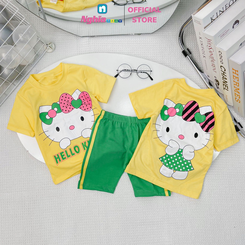 Đồ bộ bé gái quần lửng thun cotton NGHĨA BABY dành cho bé mặc nhà mùa hè