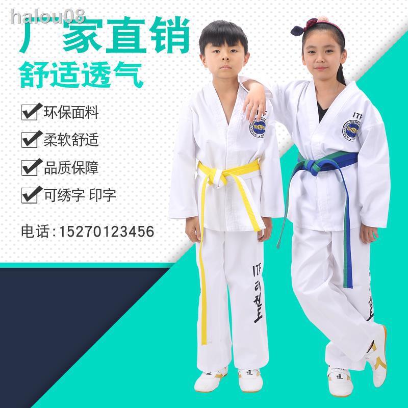 Bộ Đồng Phục Tập Võ Taekwondo Tay Dài Chất Liệu Cotton Dành Cho Người Lớn Và Trẻ Em