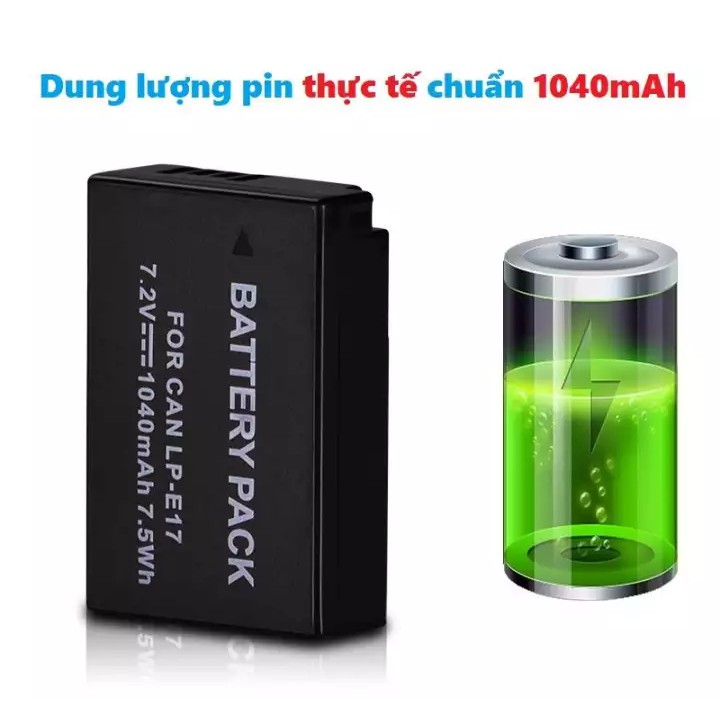 Pin sạc LP-E17 1040mAh cho máy ảnh CANON 750D 760D, 77D, M3, M5, 800D, M6