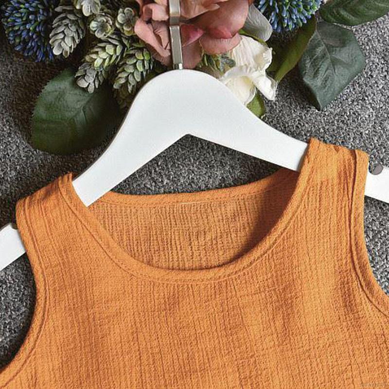 Bộ áo thun sát nách + quần ngắn kẻ sọc cho bé gái