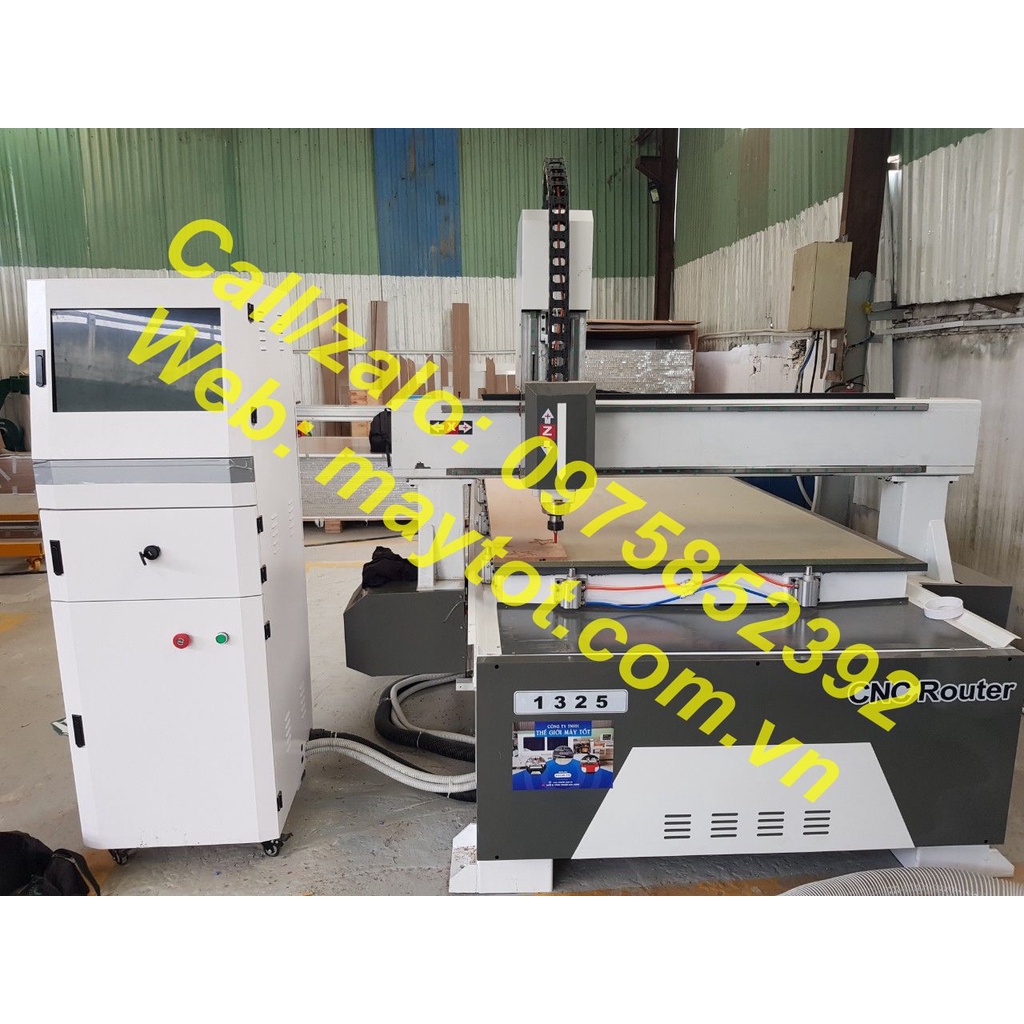 Máy cắt CNC 1 đầu model 1325 hút chân không, chốt định vị, sài hệ thống Shanglong
