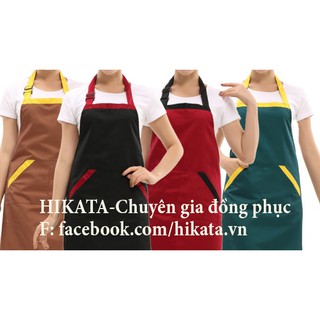 Tạp dề yếm phối màu cho nhà hàng, khách sạn chất kaki đẹp, loại dây luồn
