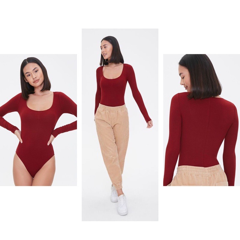 Bodysuit Tay Dài Cổ Tròn Basic F21