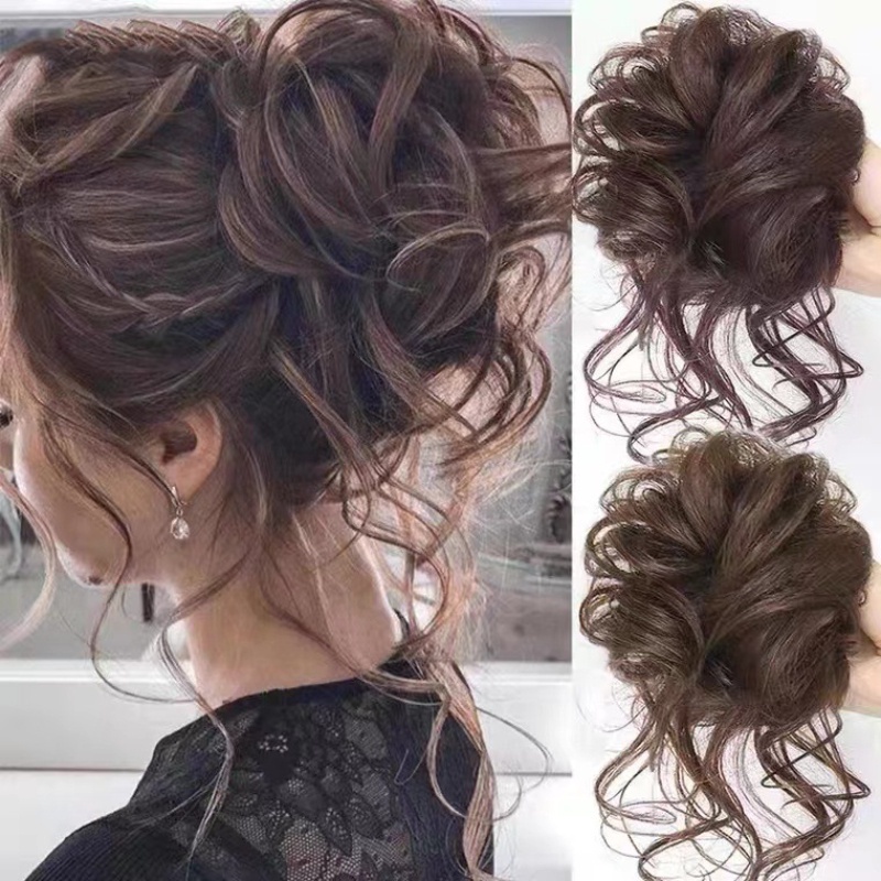 Bộ Tóc Giả Dài Uốn Xoăn Nhuộm Màu Tự Nhiên Cho Nữ