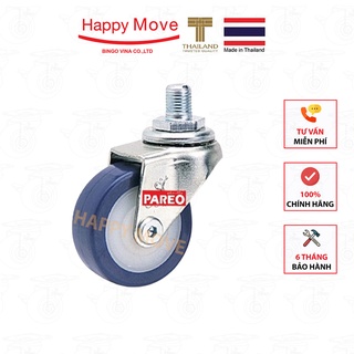 Bánh xe đẩy PU tải nhẹ cọc vít xoay 360 độ - 50-65-75mm - Happy Move Thái Lan