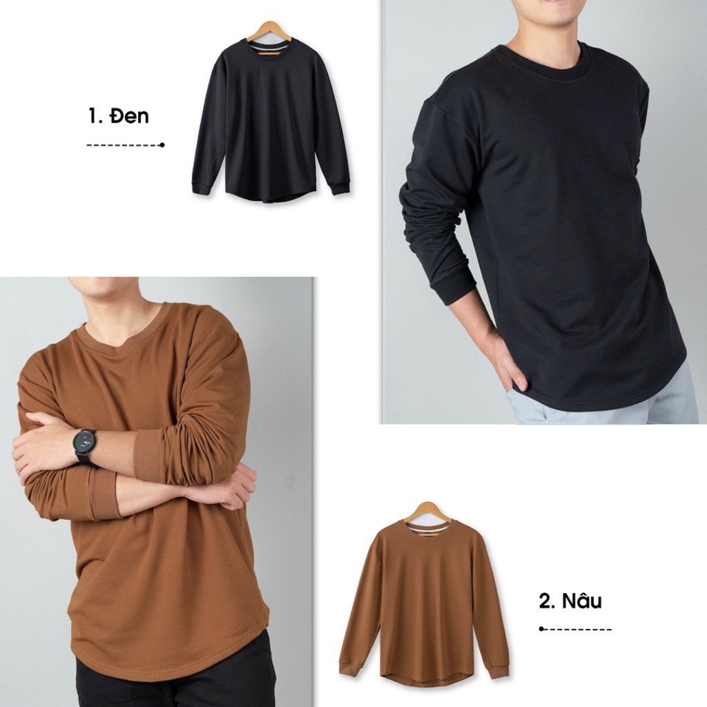Áo dài tay nam D&Q MEN STORE Basic Sweater vạt bầu Layer Sweater 5 màu trơn | BigBuy360 - bigbuy360.vn