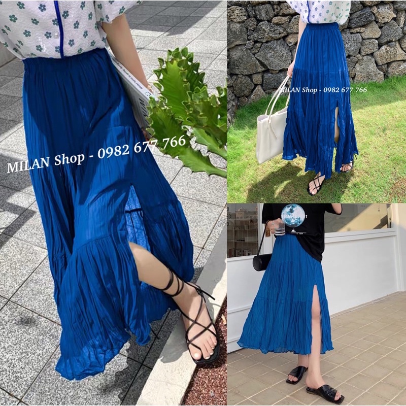 Chân váy dáng dài sẻ đùi style siêu hot