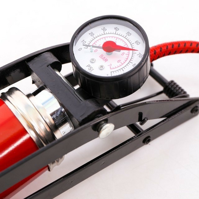 Bơm đạp chân mini gấp gọn dùng cho bể bơi ôto xe máy xe đạp siêu tiện lợi có đồng hồ đo áp suất