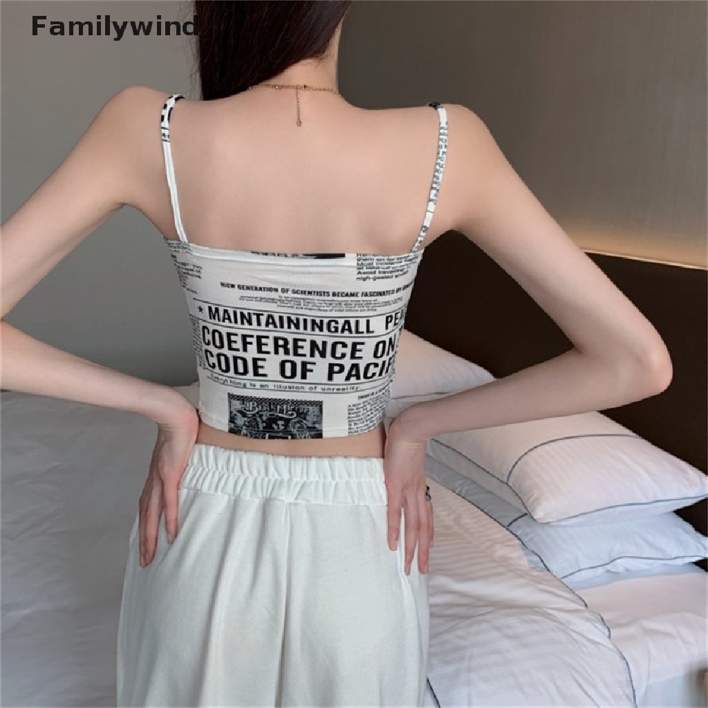 Áo Hai Dây Nâng Ngực In Họa Tiết Báo Thời Trang Quyến Rũ Cho Nữ