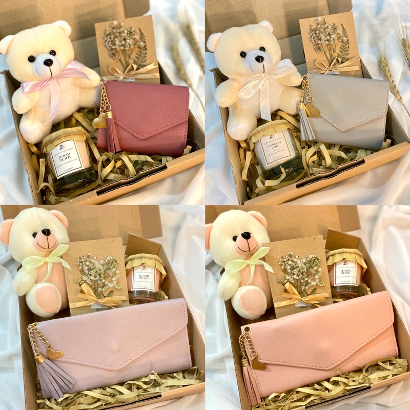 Hộp Quà Tặng Gồm Nến Thơm Hình Búp Bê teddy Xinh Xắn Ví