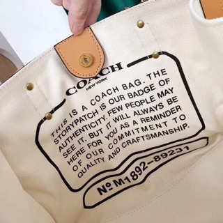 Túi Coach tote vải phối bố