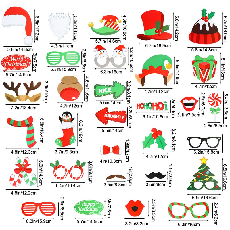 Set 35 Phụ Kiện Chụp Ảnh Trang Trí Giáng Sinh Năm Mới 2024