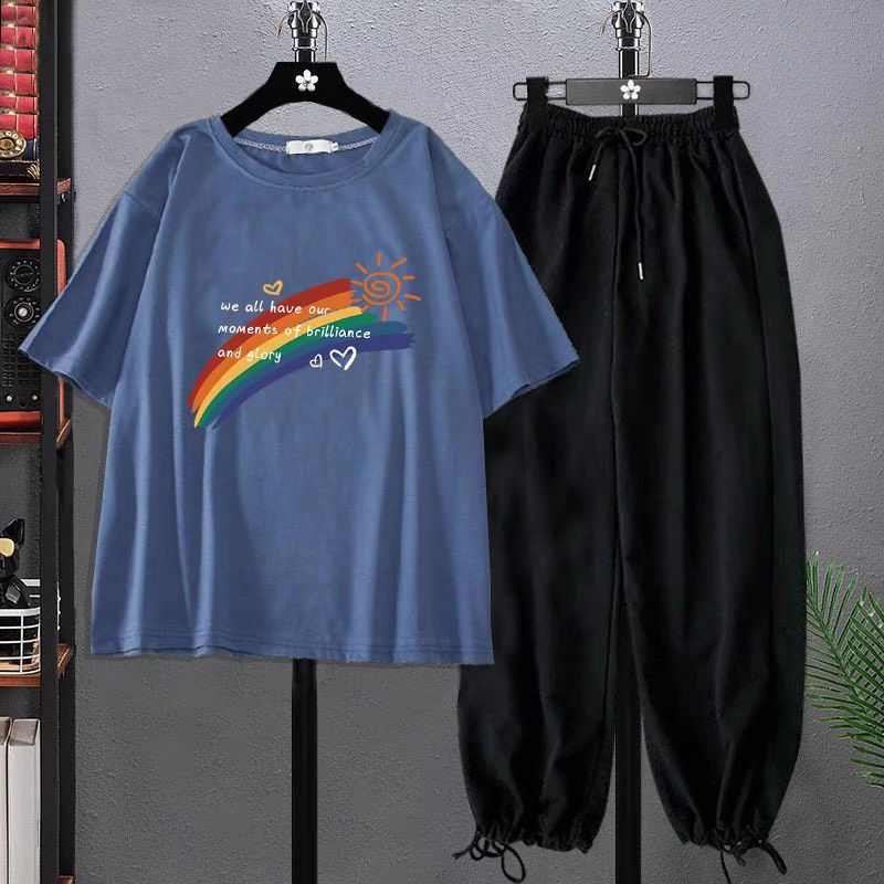 Sét Áo We are + quần bom chun, Áo thun from rộng, Chất đẹp không xù, quần suông ống rộng, Sét bộ mặc ở nhà - MODY