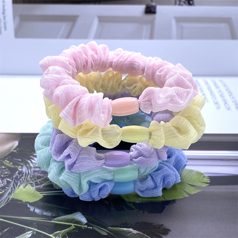 Set 2 dây cột tóc scrunchies phong cách Hàn Quốc - Dây buộc tóc chấm bi, voan, ren nhiều màu lựa chọn