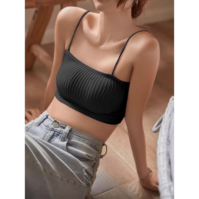 Crop top dạng ống hai dây có mút thể thao