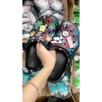 Giày dép Cross vảy sơn quai ngang SAO DEM  tặng thêm 12 sticker cross cài dép