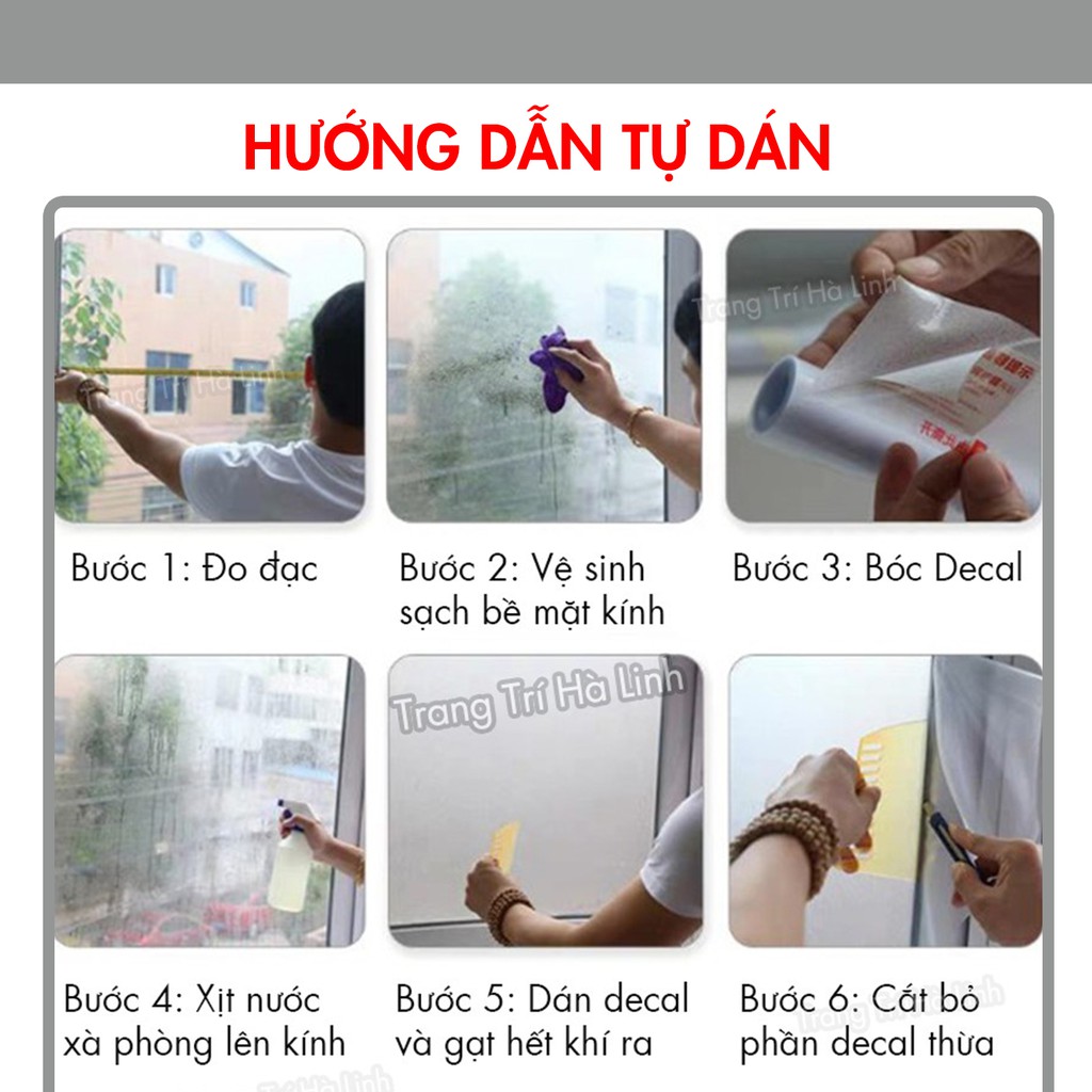 Decal dán kính , giấy đề can dán kính mờ cửa sổ phòng khách đẹp chống nắng đẹp giá rẻ 90x50cm