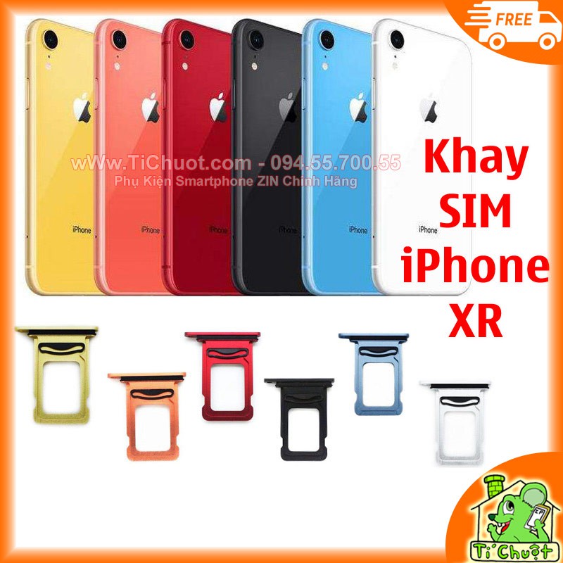 Khay sim iPhone XR 1 SIM, 2 SIM ZIN có Ron Chống Nước &amp; Lẫy Giữ Sim