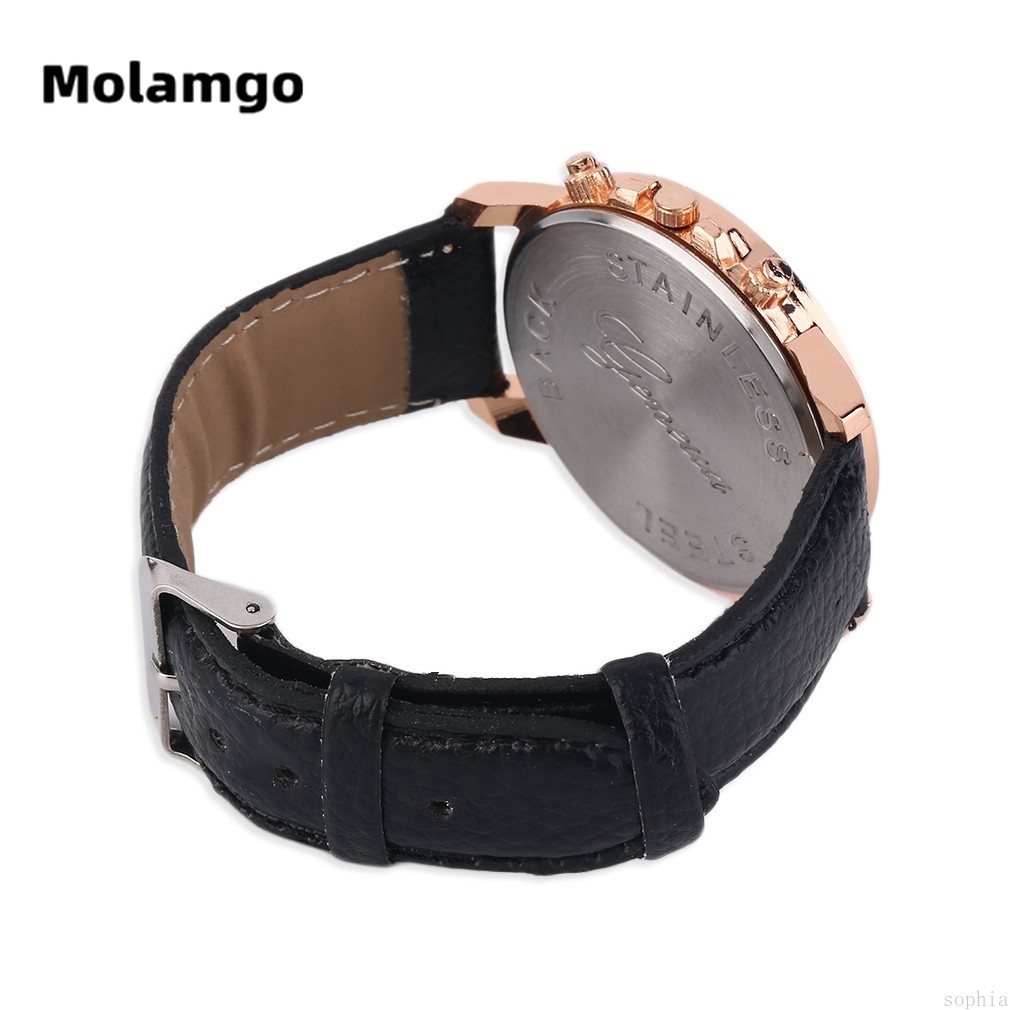 MOLAMGO Geneva Fashion Unisex Color Original PU Genuine Leather Watches Gift