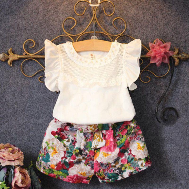 Áo kiểu và quần short vải hoa đáng yêu cho bé
