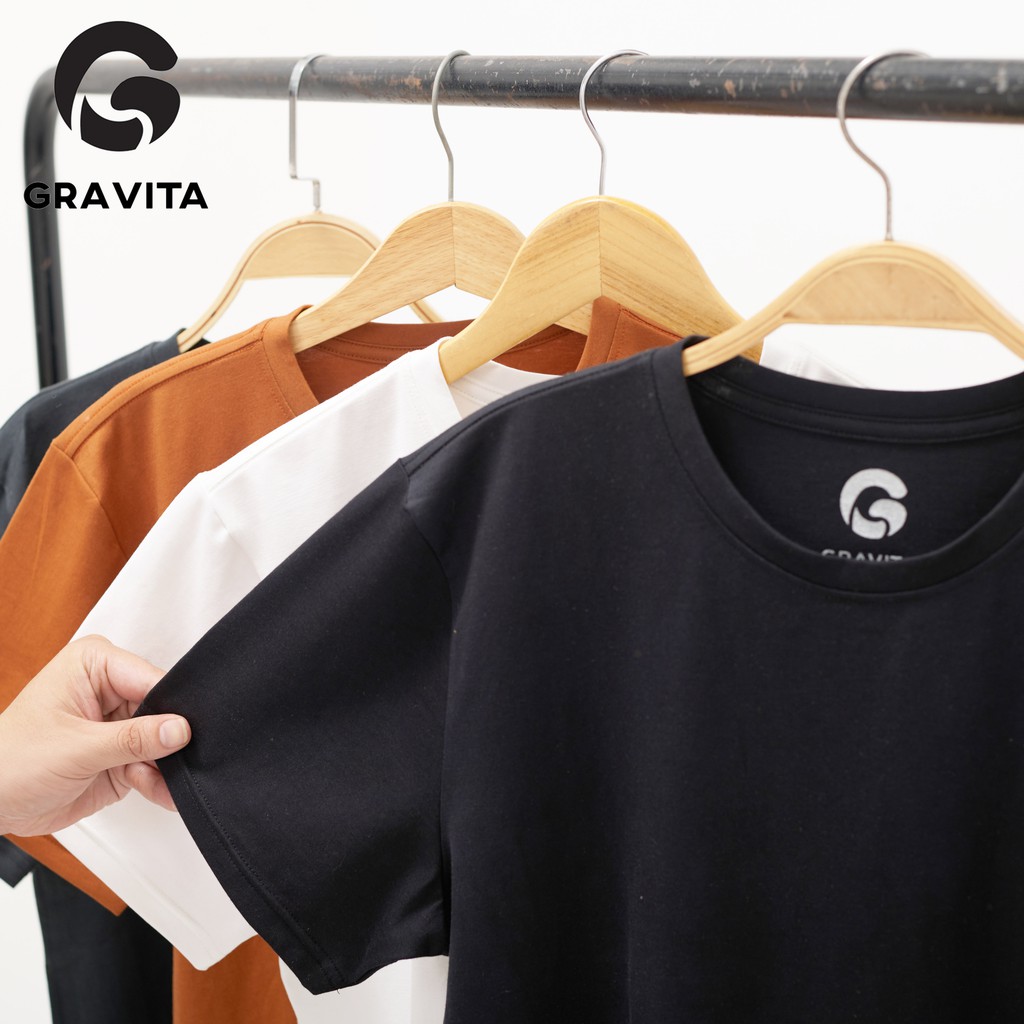 Áo thun nam trơn cổ tròn Gravita, áo phông nhiều màu chất Ecologically Grown Cotton form slim fit, tặng kèm nước hoa | BigBuy360 - bigbuy360.vn