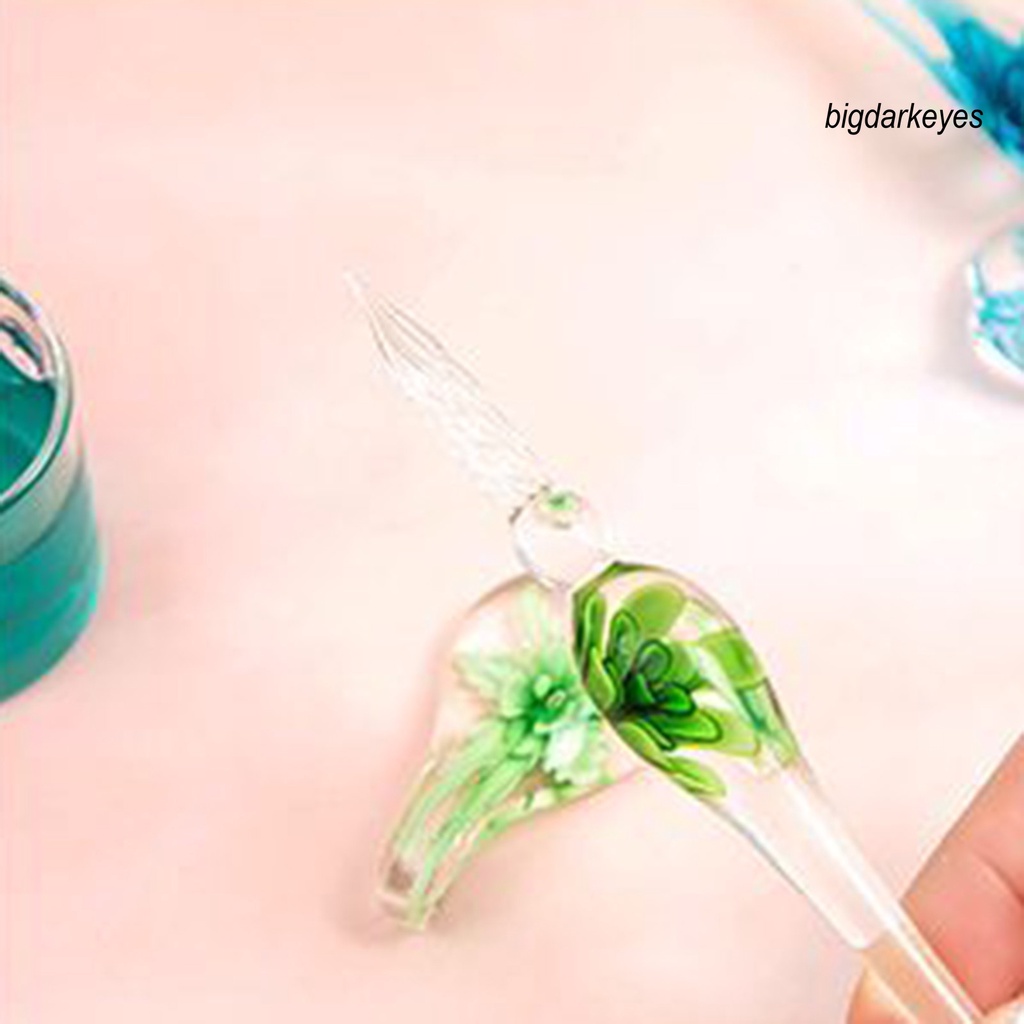 1 Bộ Bút Máy Hình Hoa Pha Lê Mịn Màng Nhỏ Gọn Kèm Mực