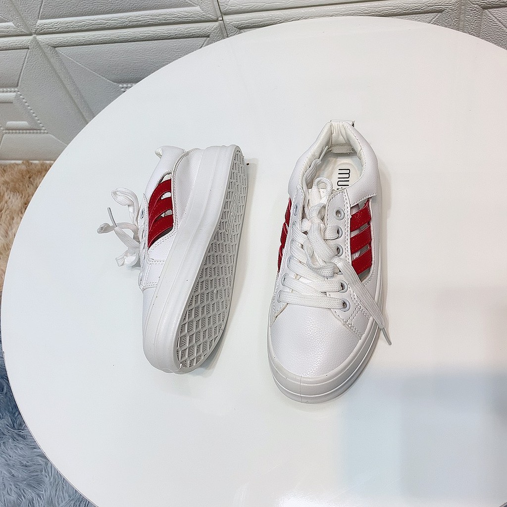 Giày thể thao nữ trắng sneaker trắng đế bánh mỳ hở gót 2X09
