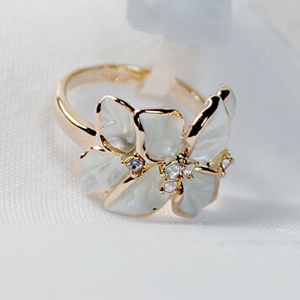 Nhẫn hợp kim thiết kế hình hoa đính đá nhiều màu sắc sang trọng quý phái dành cho nữ