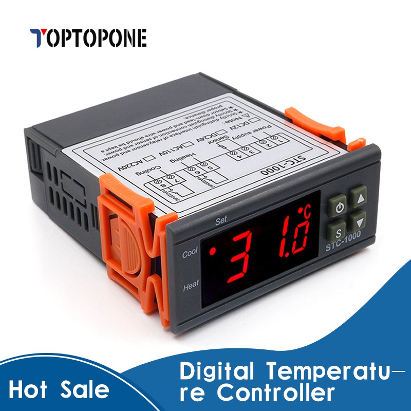 STC1000 DC 12V 24V AC 110-220V Bộ điều khiển nhiệt độ kỹ thuật số Bộ điều nhiệt cảm biến hồ cá với phạm vi nhiệt độ đầu dò -50 ~ + 99 ° C