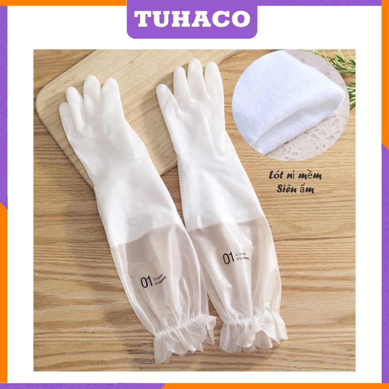 Găng tay cao su dài siêu dai thời gian sử dụng siêu bền có chun Tuhaco