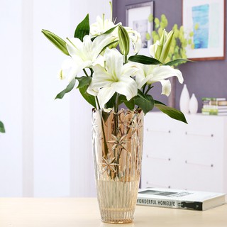 Lọ thủy tinh MIỆNG HOA mạ vàng cắm hoa cao 25-30cm phong cách Châu Âu thích hợp để bàn dễ vận chuyển [ HOÀN XU ]