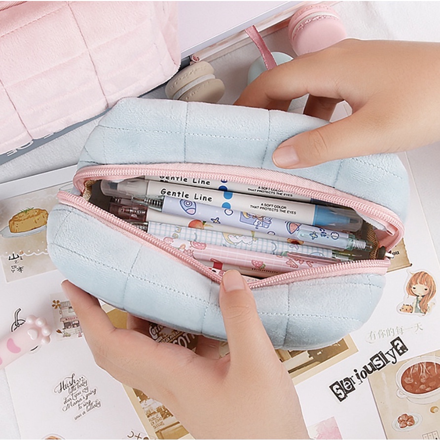 Hộp bút vải màu pastel - Túi đựng bút siêu to