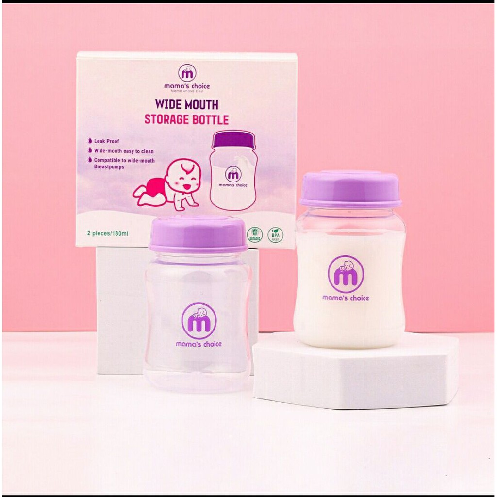 Bình Đựng Trữ Sữa Cổ Rộng Mama's Choice 180ml | Tương Thích Các Loại Máy Hút Sữa Cổ Rộng Spectra, Avent