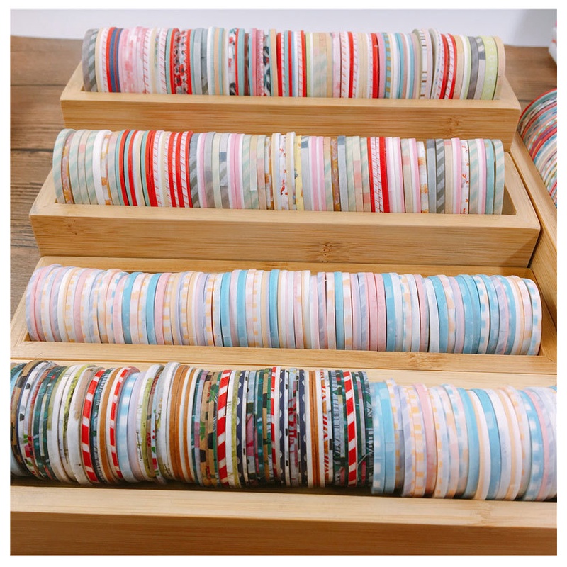 Set 2 Cuộn băng dán washi tape mẫu nhỏ dùng để trang trí bullet journal, sổ tay, album
